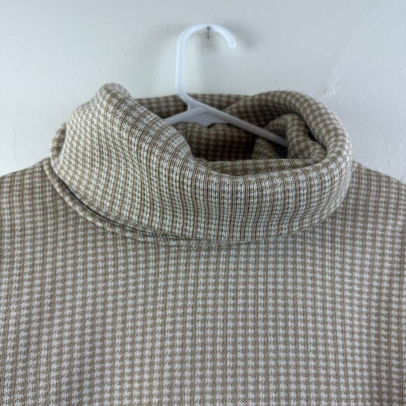 J. Crew Top Women Houndstooth Beige Long Sleeve Funnelneck Pullover Preppy Sz S - Picture 3 of 11